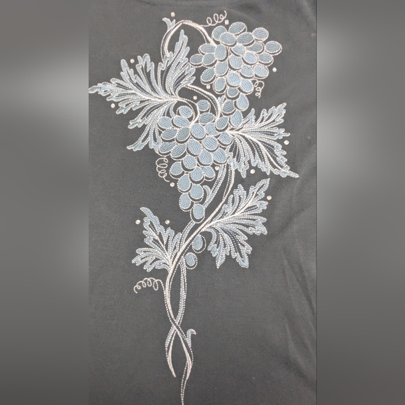 Bob Mackie Wearable Art Taupe Blouse Featuring Grapes Medium - Picture 2 of 8